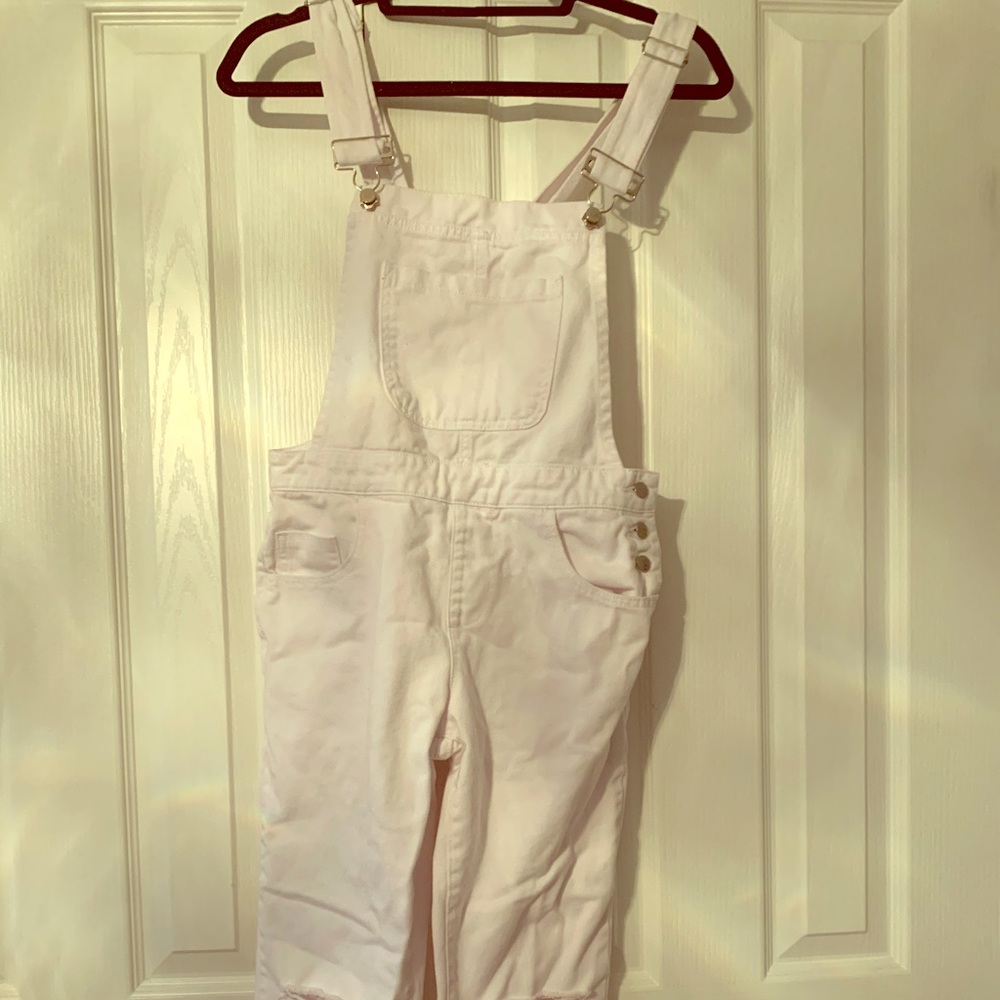 Forever 21 white denim overalls